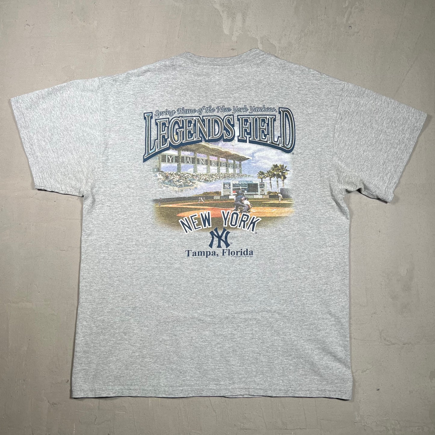 2003 New York Yankees Legends Field Florida Grey Tee Size Large USED v19326