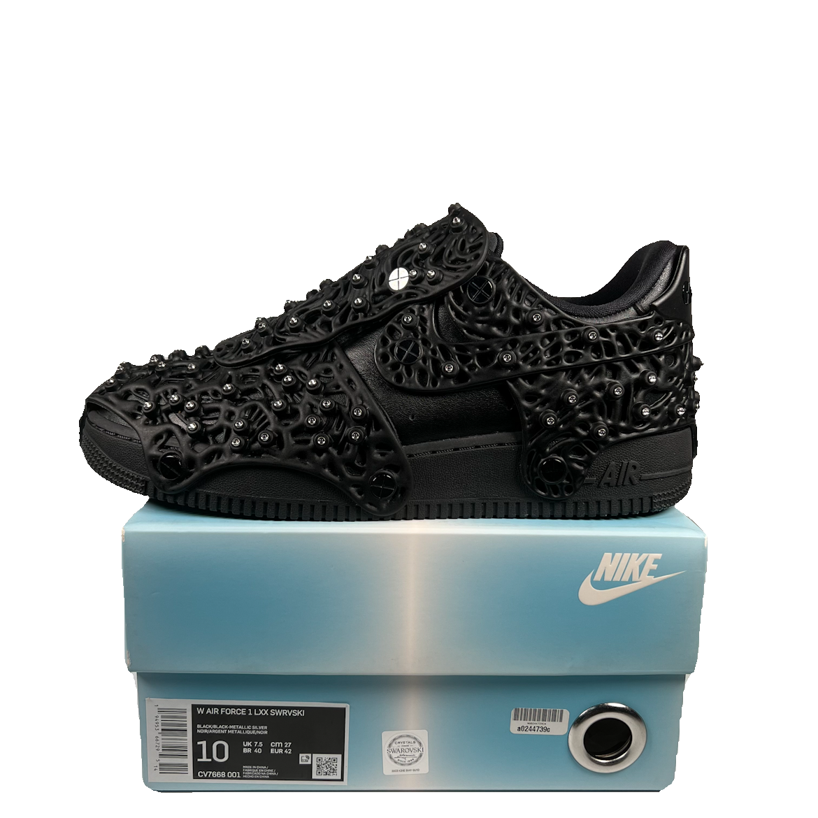 Nike Air Force 1 Low Swarovski Retroflective Crystals Black (2021) Size 8.5M/10W USED s18946