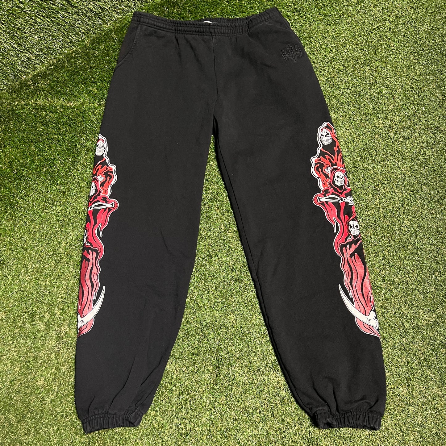 Warren Lotas Black/Red Reaper Sweatpants Size XXL USED x13576