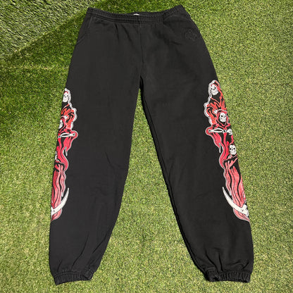 Warren Lotas Black/Red Reaper Sweatpants Size XXL USED x13576