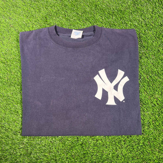 1990s Yankees 2 Jeter Majestic Navy Blue Tee Size XL USED v17334