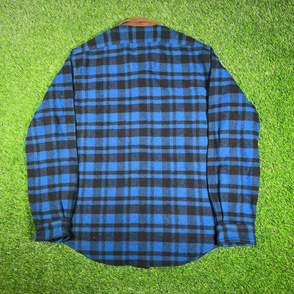 Polo Ralph Lauren Black and Blue Plaid Flannel Size Large USED v17135