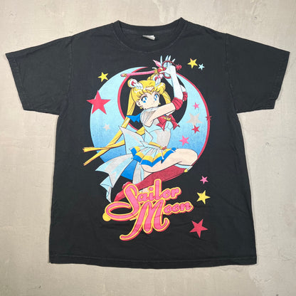 Y2K Sailor Moon Mexico Bootleg Black Tee Size Large USED v19189