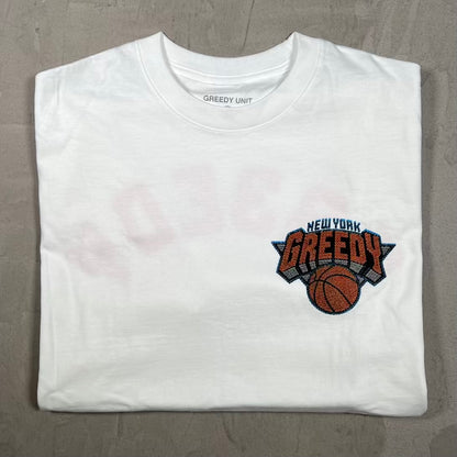 Greedy Unit White Knicks Tee Size Small USED x18464
