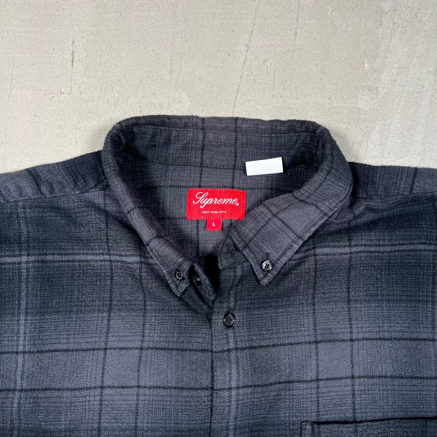 Supreme Shadow Plaid Flannel Black (2023) Size Large USED