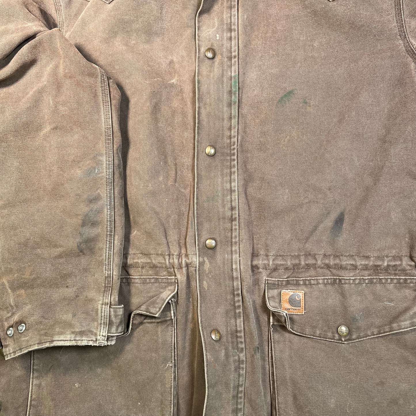 1990s Carhartt Western Blanket Lined Brown Field Jacket Size Large USED v18799