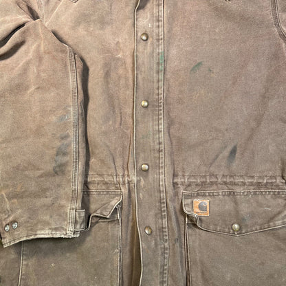 1990s Carhartt Western Blanket Lined Brown Field Jacket Size Large USED v18799