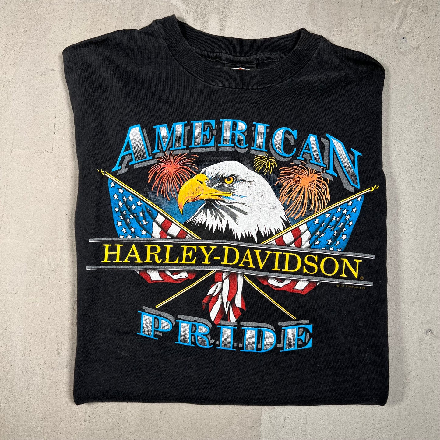 1997 Harley Davidson American Pride Eagle Black Tee Size XL USED v16466