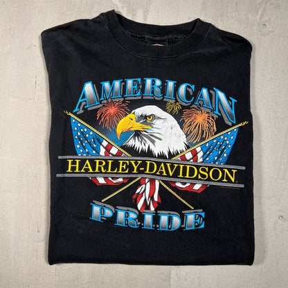 1997 Harley Davidson American Pride Eagle Black Tee Size XL USED v16466