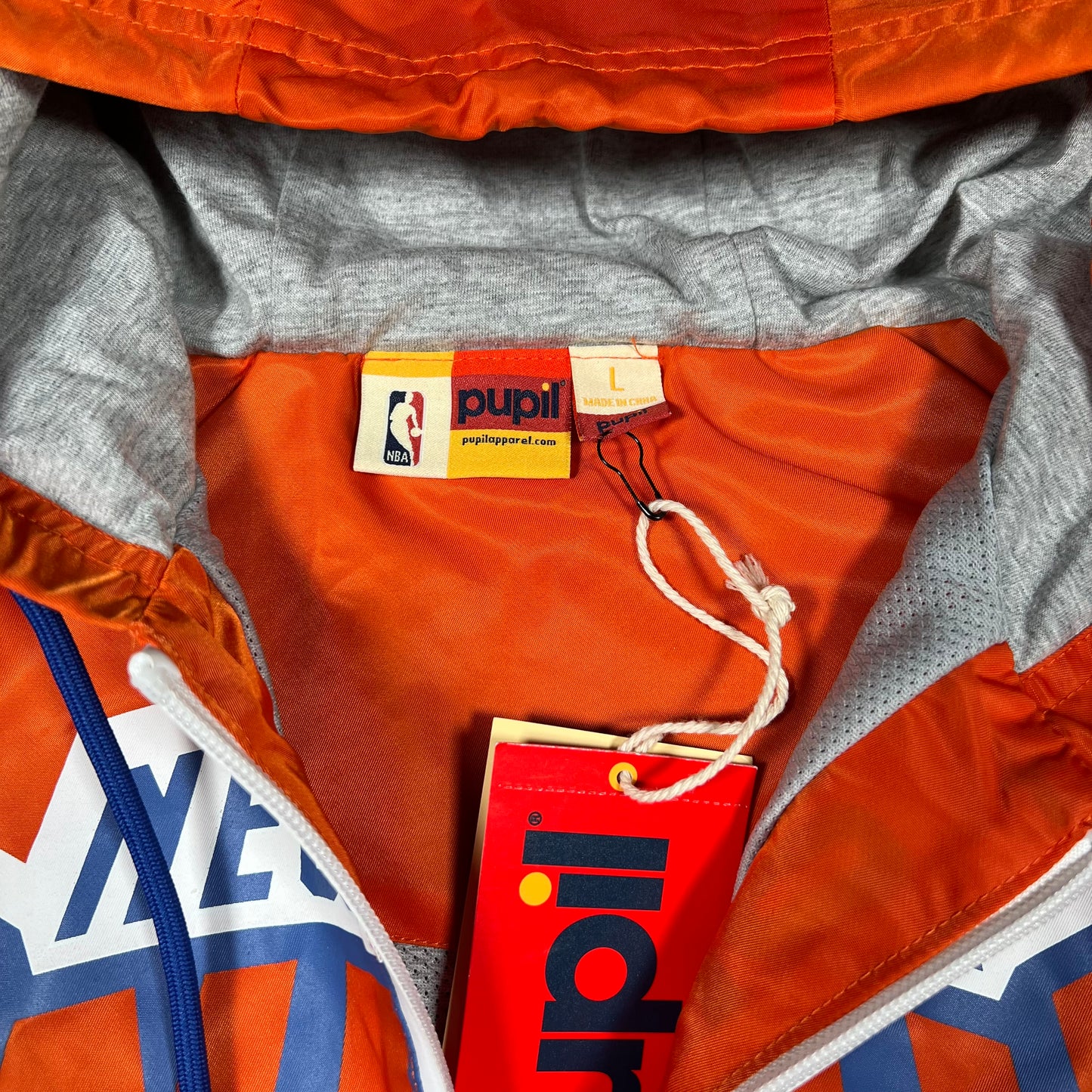 New York Knicks Big Logo Orange Anorak Jacket Size Large NEW v19011