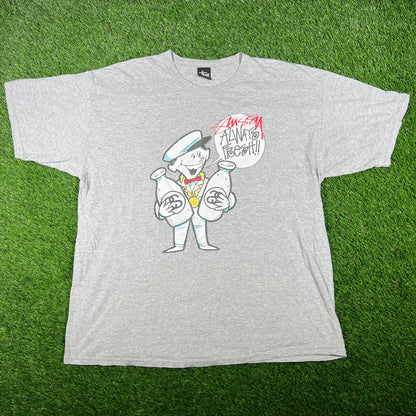 Stussy Always Fresh Milkman Grey Tee Size XL USED x14755