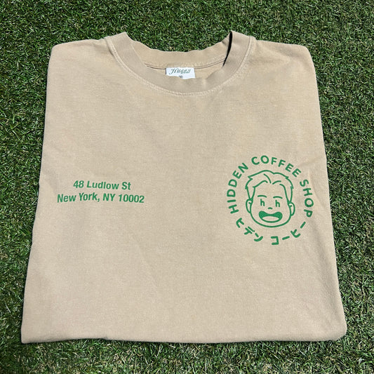 Hidden NY Coffee Shop Tan Tee Size Medium USED x13917