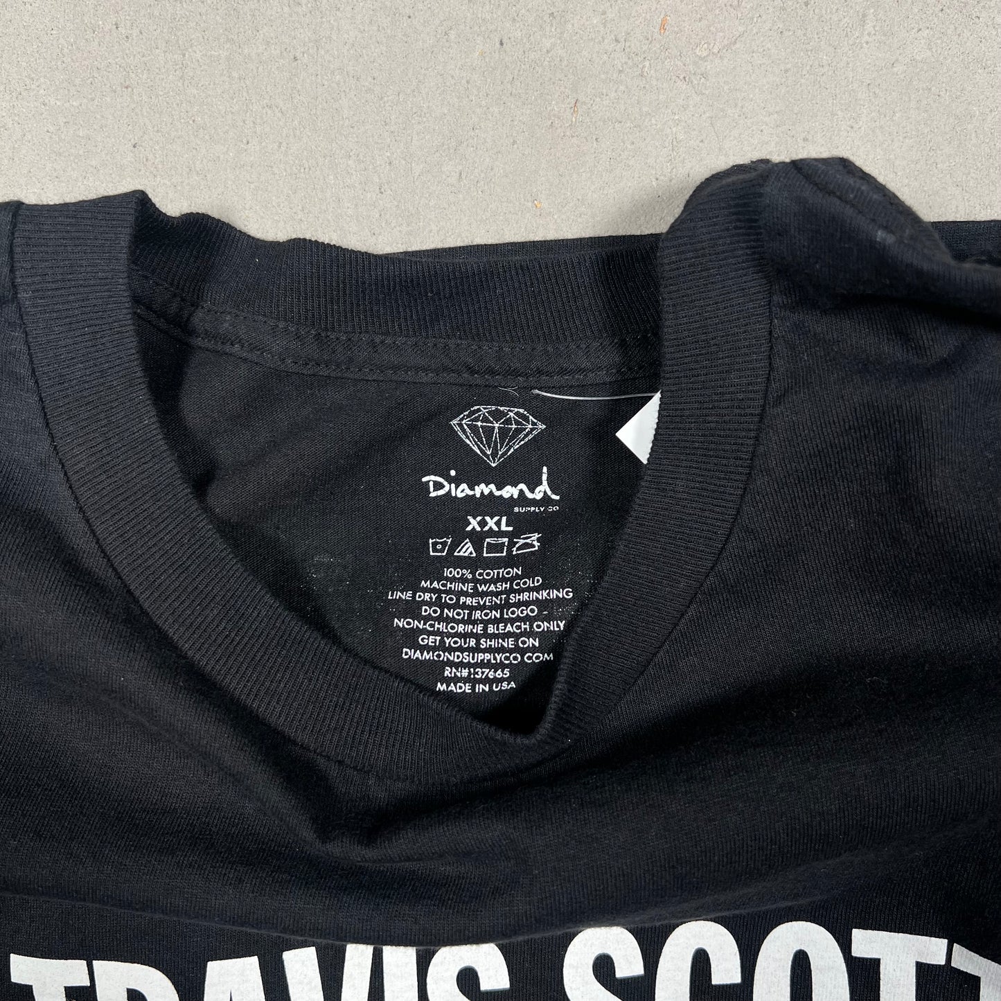 Travis Scott Diamond Supply Black Longsleeve Size XXL USED x15423