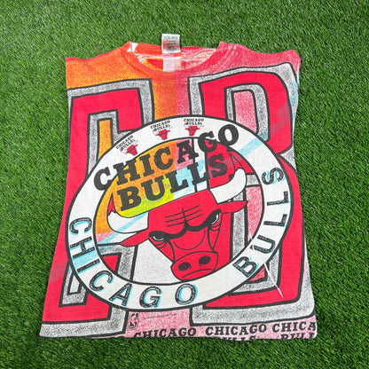 1990s Chicago Bulls Magic Johnson AOP Tee Size XL USED v16736