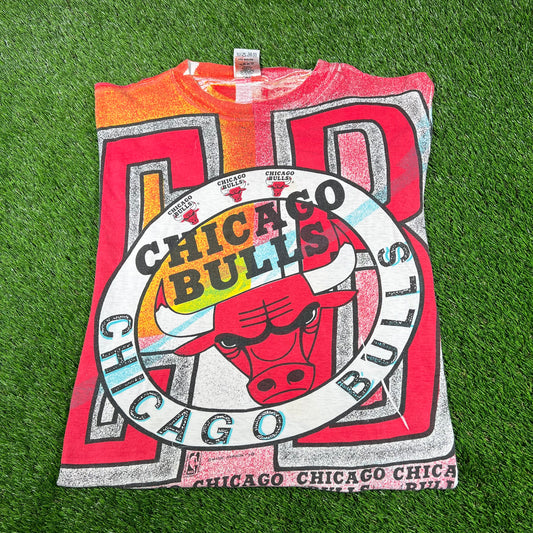 1990s Chicago Bulls Magic Johnson AOP Tee Size XL USED v16736