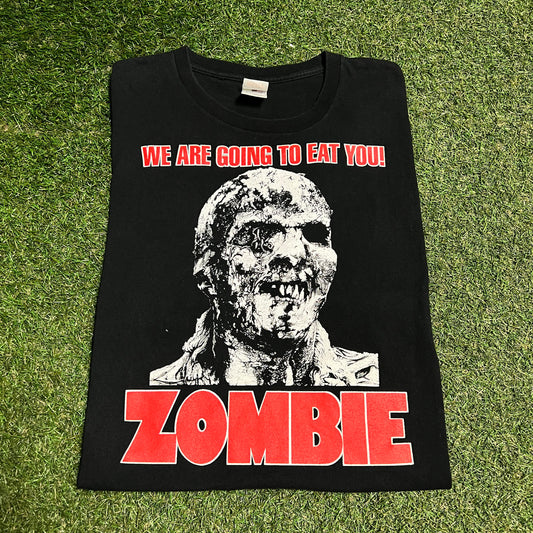 Y2K Zombie "We are Going to Eat You!" Black Tee Size XL USED v16111