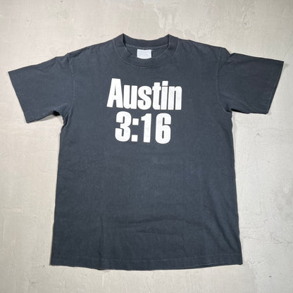 WWF "Austin 3:16" Stone Cold Steve Austin Black Tee Size Large USED v19519