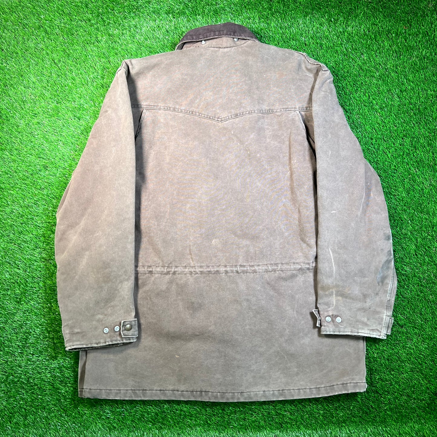 1990s Carhartt Western Blanket Lined Brown Field Jacket Size Large USED v18799