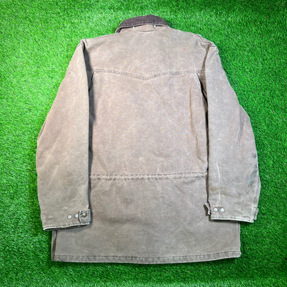 1990s Carhartt Western Blanket Lined Brown Field Jacket Size Large USED v18799
