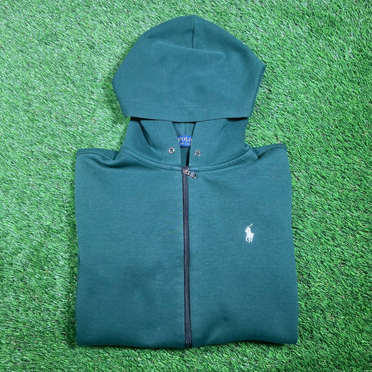 Polo Ralph Lauren Green Double Knit Full Zip Hoodie Size Small USED v17622