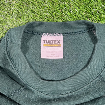 1990s Tultex Green Blank Crewneck Size Large USED v17641