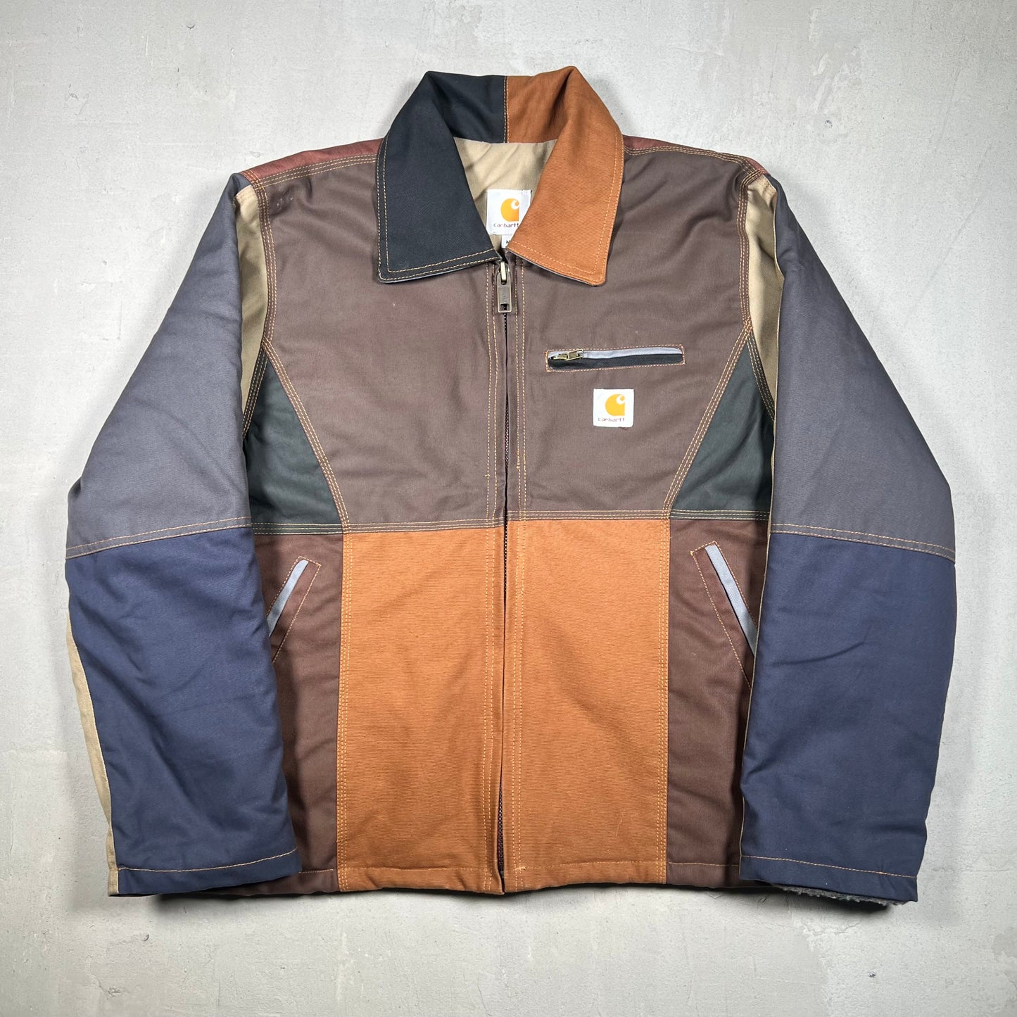 Carhartt Brown Patch Work Custom Work Wear Jacket Size Medium USED v19276