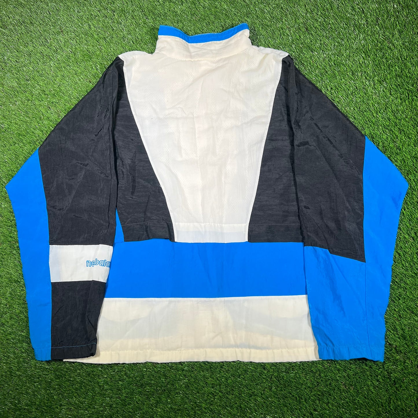 1990s New Balance White/Blue/Black Nylon Track Jacket Size XL USED v17027