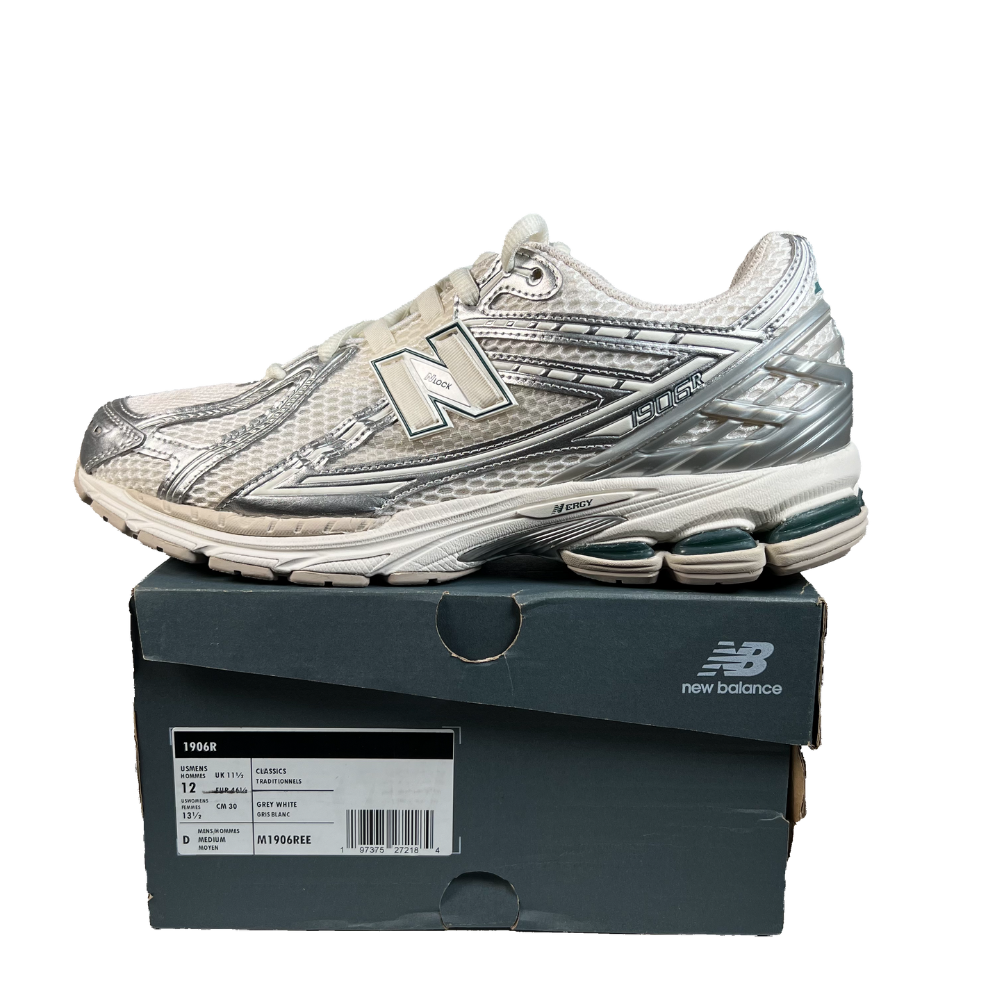 New Balance 1906R Silver Metallic Sea Salt (2023) Size 12 USED s22103