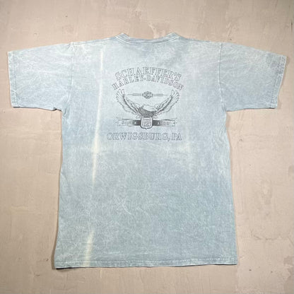 2000 Harley Davidson Light Blue "Orwigsburg, PA" Tee Size Large USED v20423