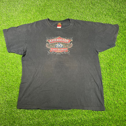 2011 Lake George Americade Black Tee Size XL USED v17150