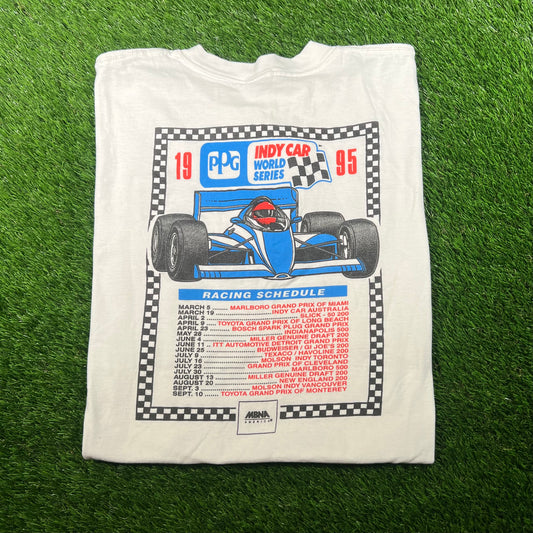 1995 Indy Car Champion Drivers White Tee Size XL USED v17604
