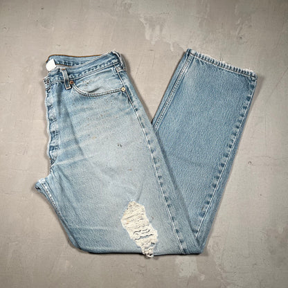 1990s Levis 501 Red Tab Blue Jeans Size 38x34 USED v19118