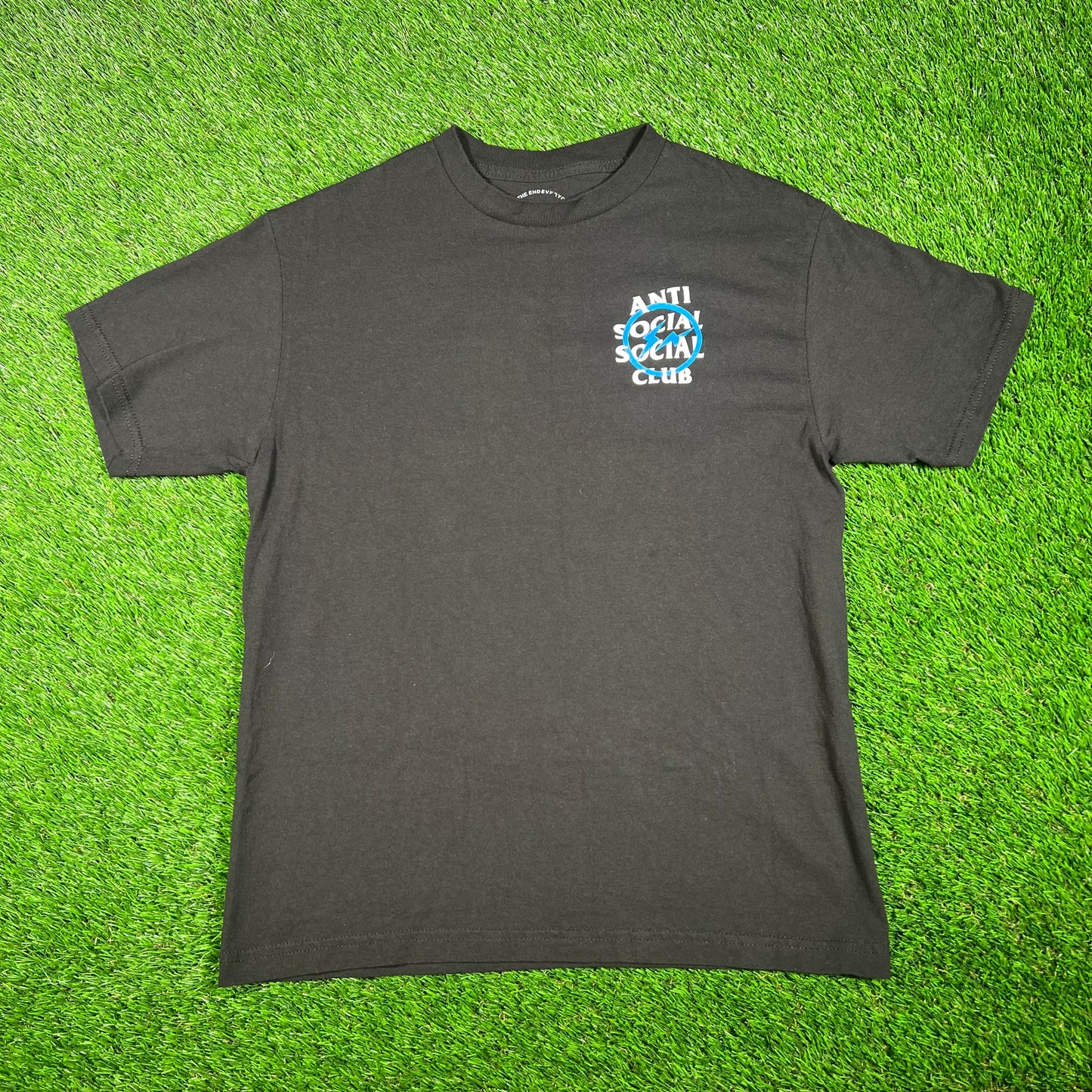 Anti Social Social Club Fragment Blue Logo Black Tee Size Medium USED x15314