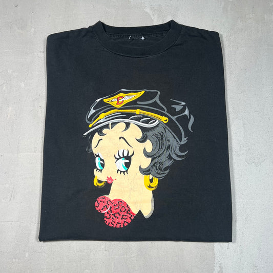 Y2K Betty Boop D Wing Hat Black Tee Size Small USED v19039