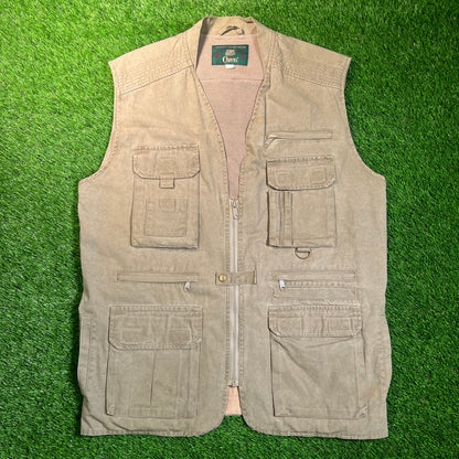 Y2K Orvis Olive Green Safari Vest Size XL USED v18834
