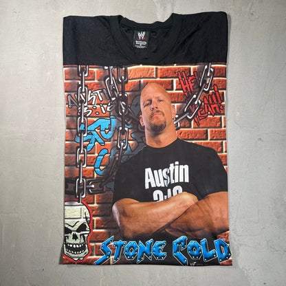 WWF 1990s Stone Cold full print Jersey Tee Size XL USED v4218
