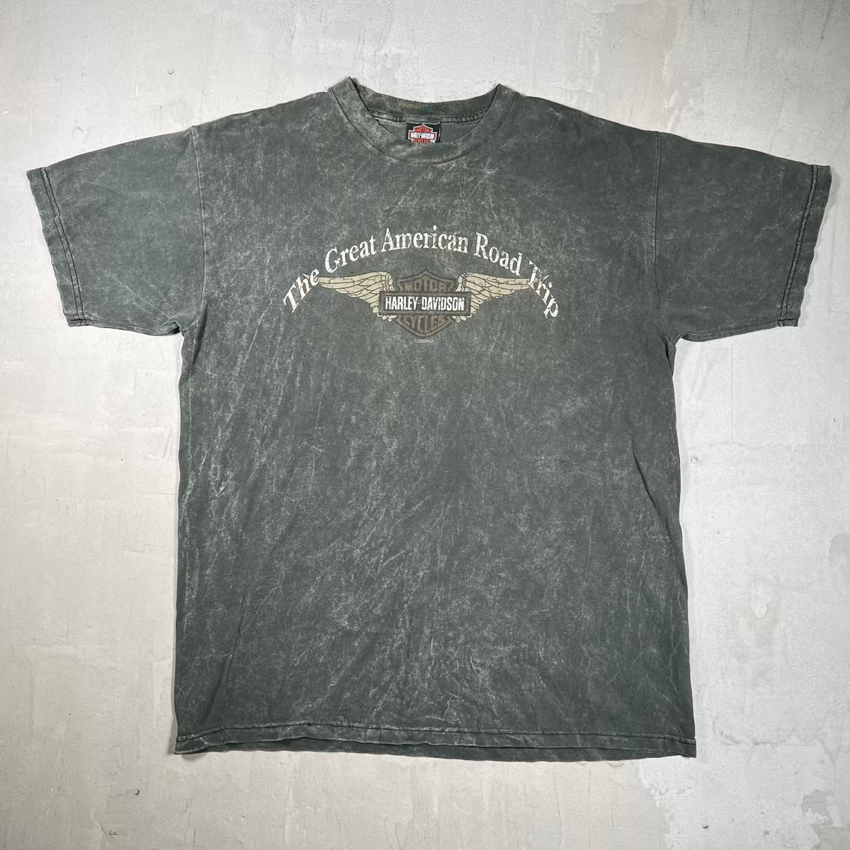 2002 Harley Davidson Green "Road Trip" Tee Size Large USED v20405