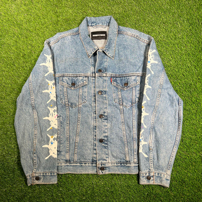 Sp5der web denim jean jacket Size XL NEW x9782