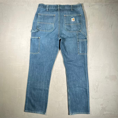 Carhartt Blue Jean Double Knee Jeans Size 34x32 USED v20445