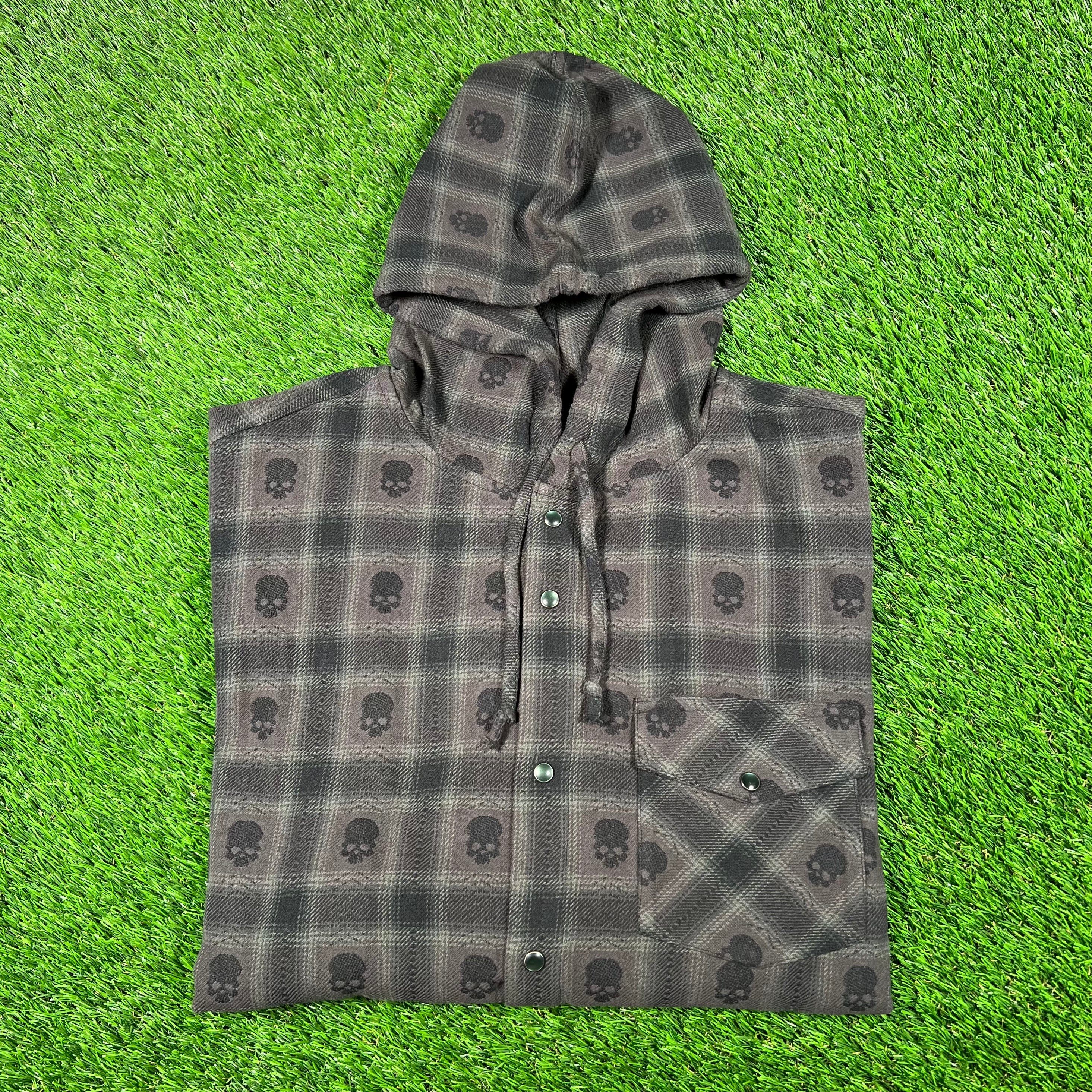 Supreme Number (N)ine Black Hooded Flannel Shirt Size XL NEW