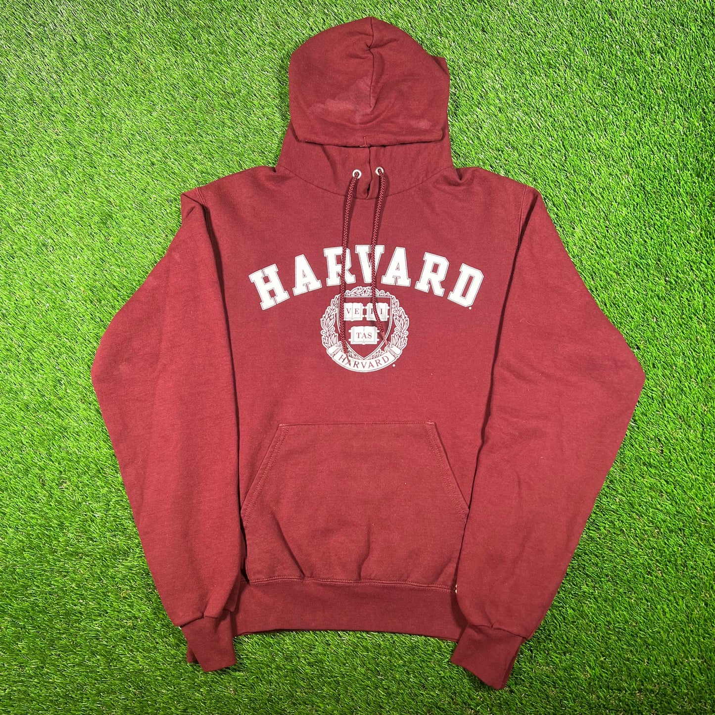 Modern Harvard Maroon Champion Hoodie Size Small USED v17595