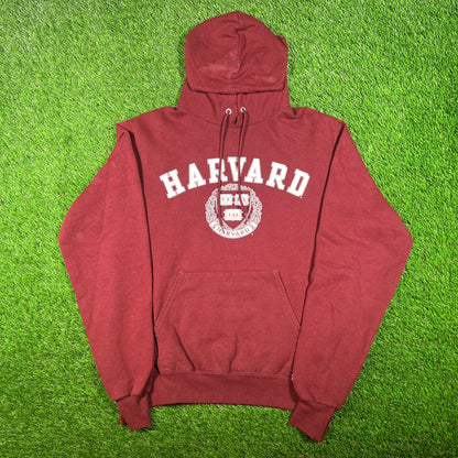 Modern Harvard Maroon Champion Hoodie Size Small USED v17595