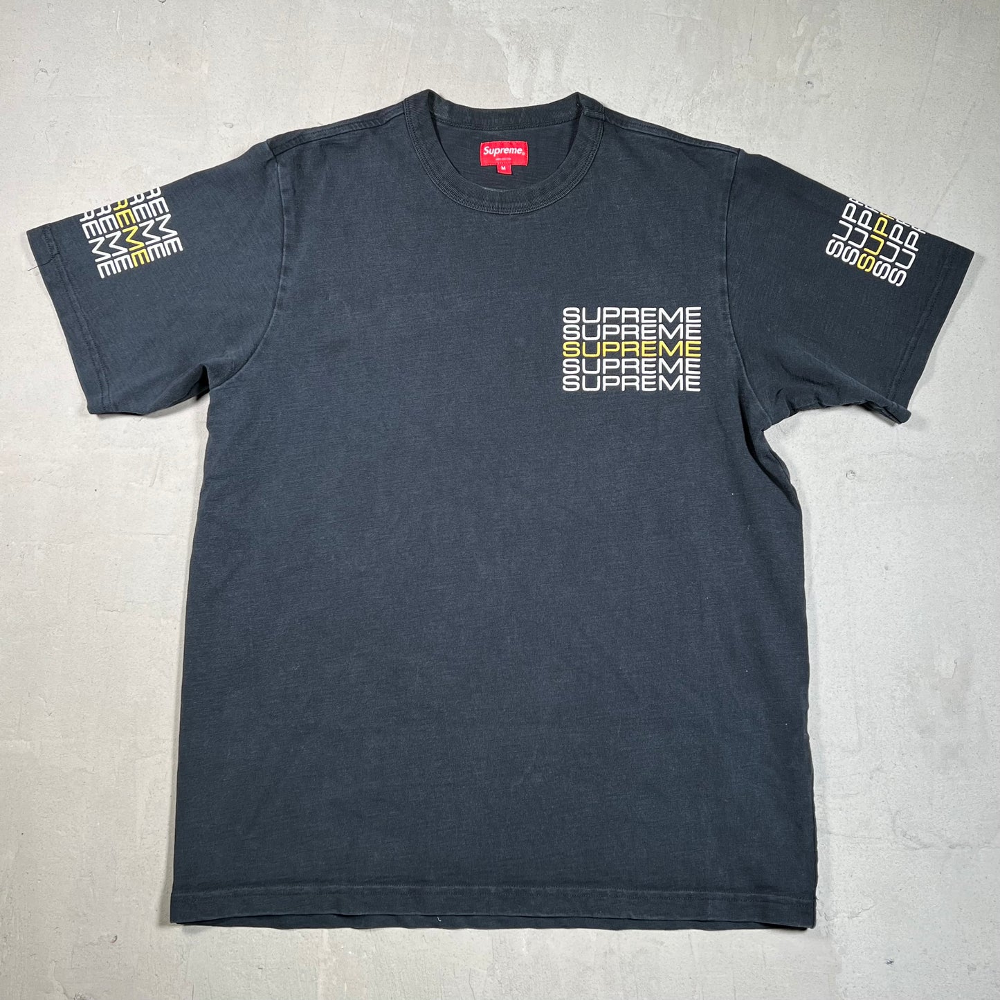 Supreme Stack Logo Black Tee (2019) Size Medium USED x17517