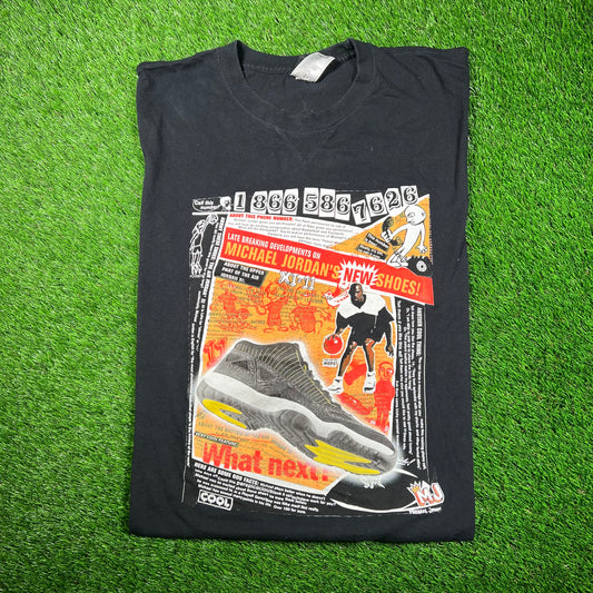Y2K Jordan 11 Black Tee Size XXL USED v18723
