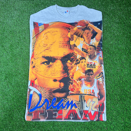 Dream Team AOP Modern Print Grey Tee Size Large USED v16717