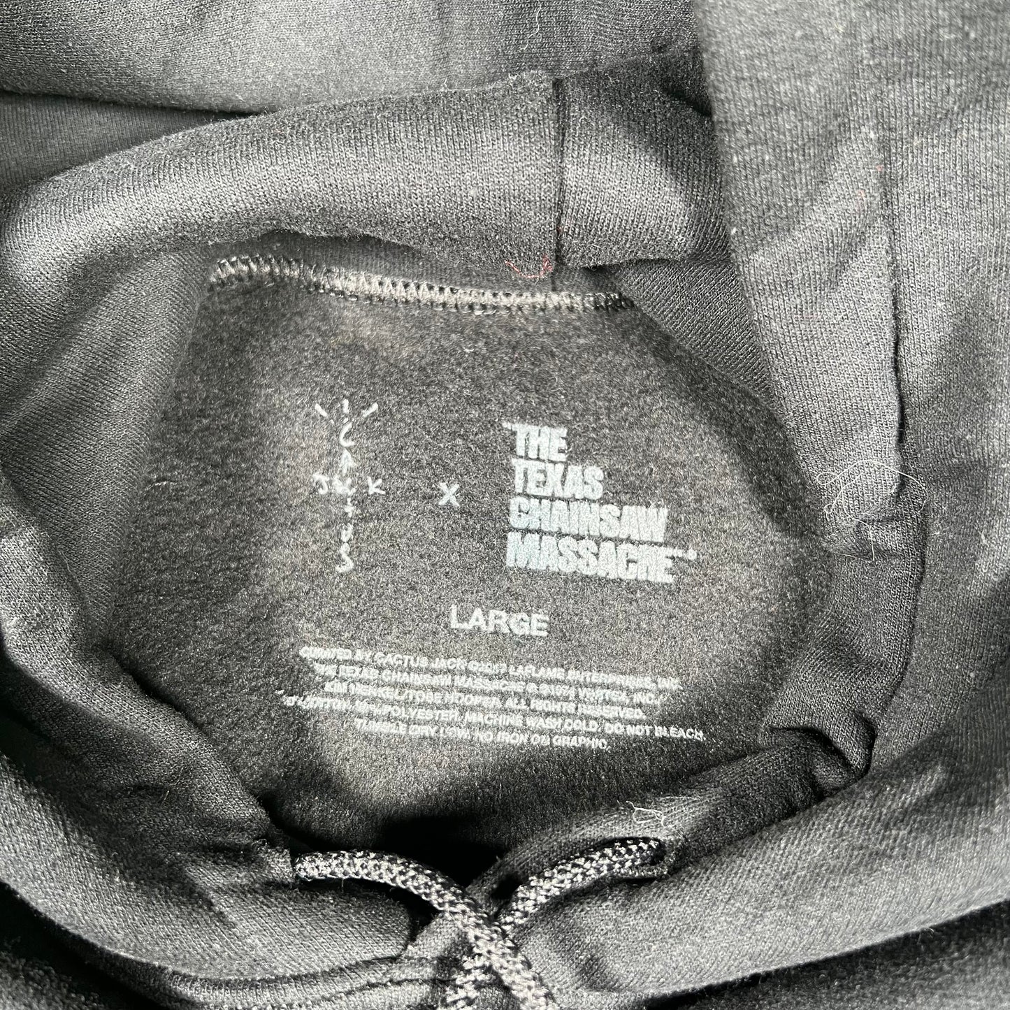 2017 Travis Scott Texas Chainsaw Live In Concert Halloween Black Hoodie Size Large USED x14572