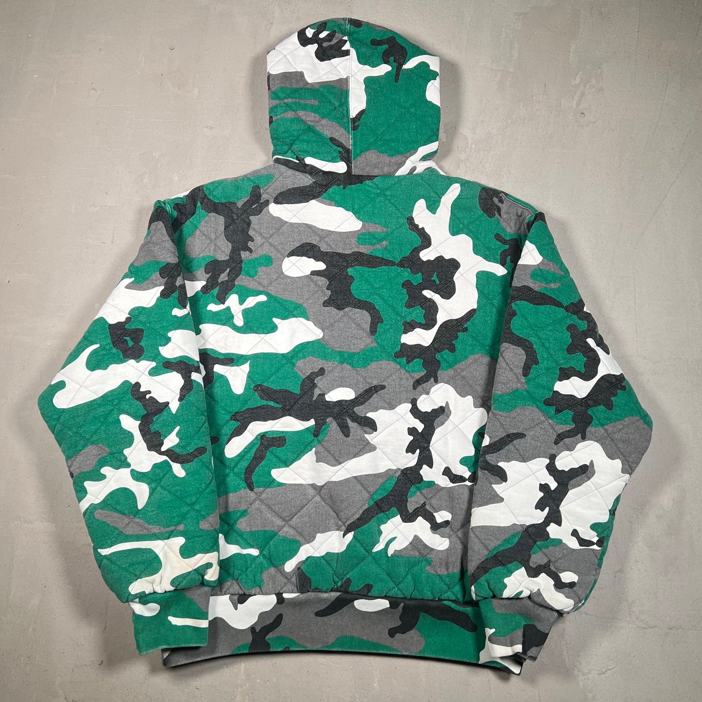 Supreme Quilted Zip Up Hoodie Green Camo (2025) Size Small USED x17103
