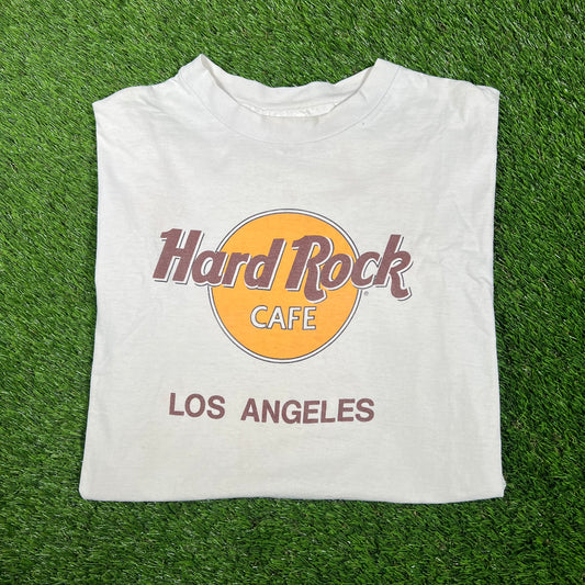 1990s Hard Rock Los Angeles White Logo Tee Size XL USED v17342