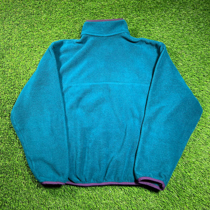 1990s LL Bean Stowe Ski School Aqau Fleece Size Medium USED v18337