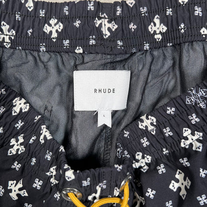 Rhude Cross Bandana Black Swim Shorts Size Large USED x17596